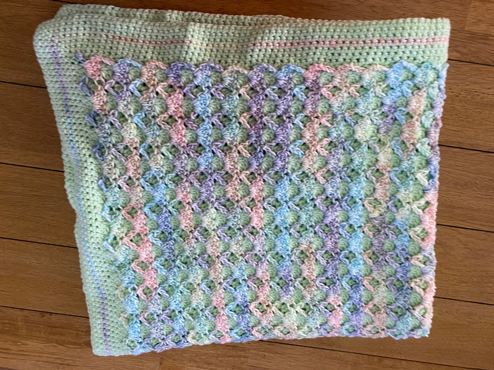 Doublesided Crochet Baby Blanket Mint Green Etsy