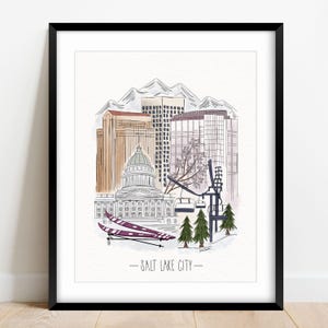 Salt Lake City Watercolor Art Print