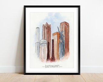 Home Decor City Landmark Selfridges Birmingham Skyline Wall Art Print Poster
