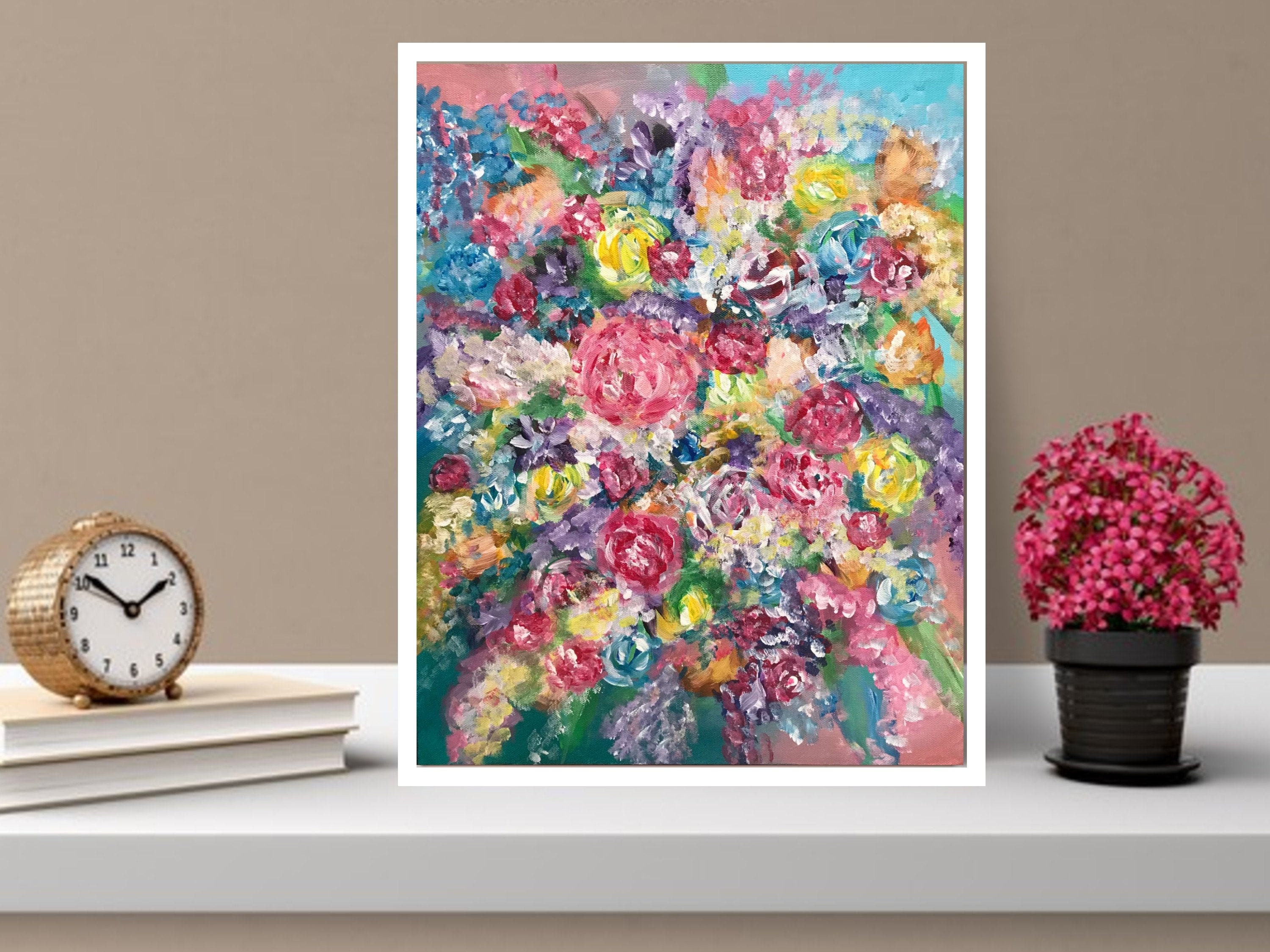 Colorful Floral Abstract Original Art Flowers Wall Etsy New Zealand