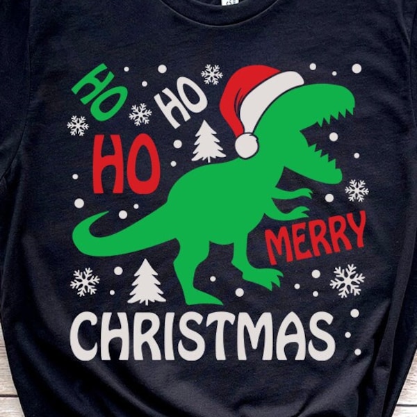 Ho Ho Ho Svg, Christmas Dinosaur svg, Christmas Kids svg, Merry Christmas svg, Dinosaur svg, Ho Ho Ho Christmas Shirt, Dinosaur Kids Shirt