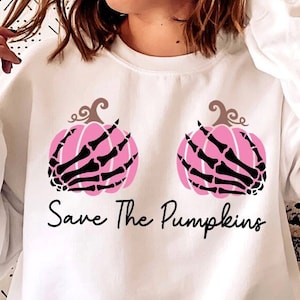 Save The Pumpkins Svg, Awareness Svg, Breast Cancer Svg, Pink Ribbon Svg, Skeleton Finger, hand pumpkin svg, funny halloween svg