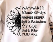 Waymaker Miracle Worker Sunflower, Sunflower svg, Waymaker svg, Christian svg, Sunflower Designs, Sunflower Shirt svg