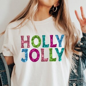 Holly Jolly Christmas Png, Faux Sequin png, Christmas png, Merry Christmas png, Christmas Shirt Png, Christmas Designs, Sublimation Designs