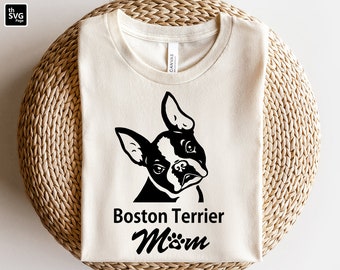 Boston Terrier SVG, hond moeder SVG, hond poot SVG, poten SVG, puppy hond SVG, puppy SVG, hond gezicht SVG, Boston Mom shirt