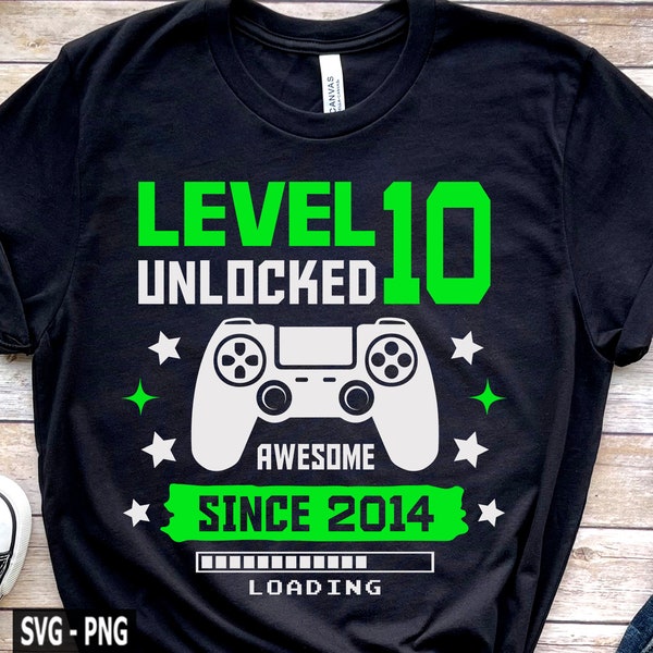 Level 10 Unlocked SVG, Boy Gamer Shirt, Unlocked SVG, 10th Birthday, 10 Years Old, Happy Birthday svg, Video Game, Birthday Shirt