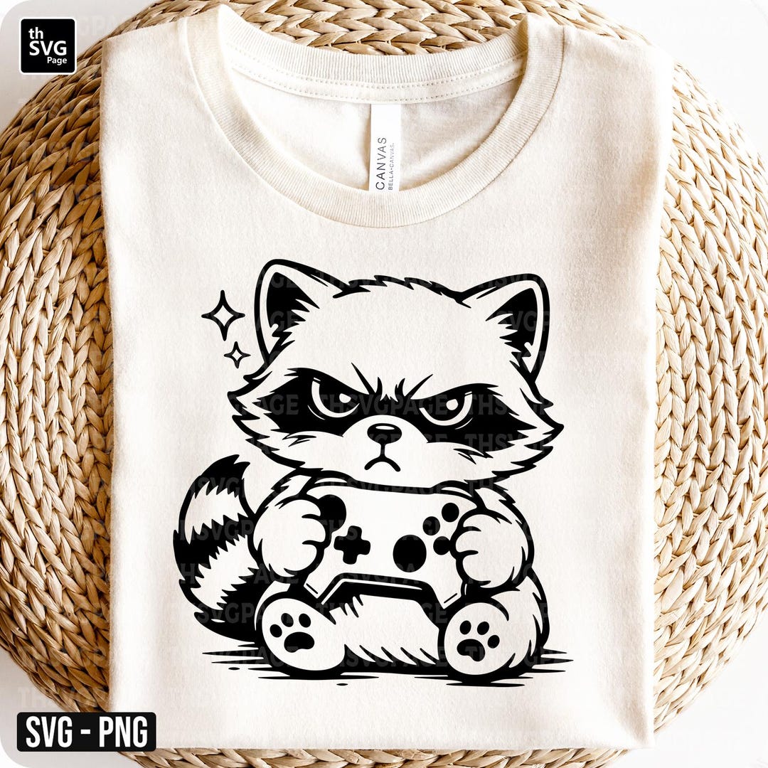 Gamer Racoon Logo Gaming Raccoon SVG PNG, Gamer Raccoon Svg, Raccoon Line Art Svg, Cute ...