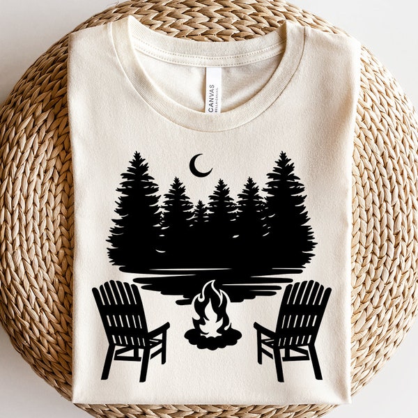 Camping Scene Adirondack Chairs Campfire Svg, Forest Scene Svg, Camping svg, Adirondack Chairs svg, Scene Svg, Camping shirt svg