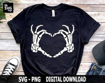Skeleton Hands Heart SVG, Skeleton Hands svg, Halloween svg, Skeleton svg, Spooky svg, Heart Hand Sign, Halloween Shirt svg, Cricut Designs