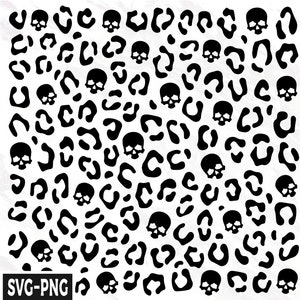 Leopard Skull Pattern, Skull Pattern, Halloween Pattern, Skull svg, Seamless Pattern, Leopard Seamless, Cheetah Seamless, Pattern Background