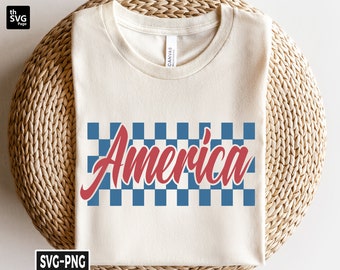 Retro Checkered America Svg, Fourth of July svg, 4th Of July svg, America svg, Independence Day svg, Patriotic svg, Digital Download