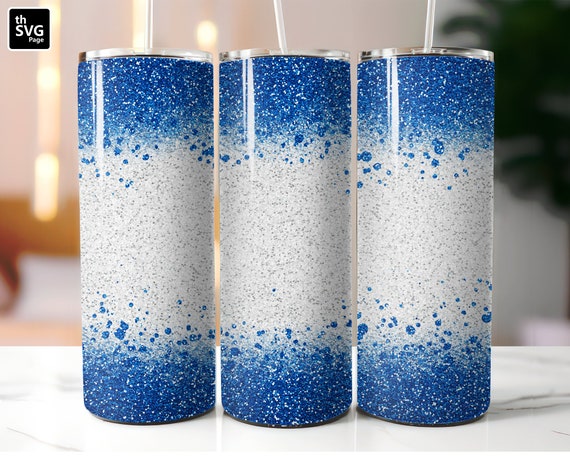 20 oz Skinny Tumbler Blue Glitter Wrap, Straight & Tapered Tumbler PNG,  Glitter Tumbler Designs, Blue Glitter Tumbler, glitter sublimation