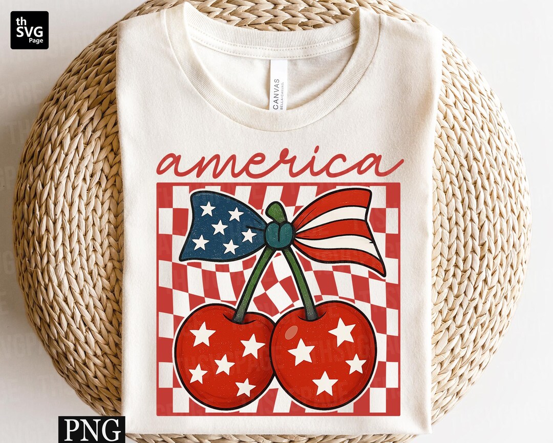 Cherry America Coquette Png, America Checkered Png, 4th of July Png ...