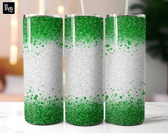 20 oz Skinny Tumbler Green Glitter Wrap, Straight & Tapered Tumbler PNG, Glitter Tumbler Designs, Green Glitter Tumbler, glitter sublimation