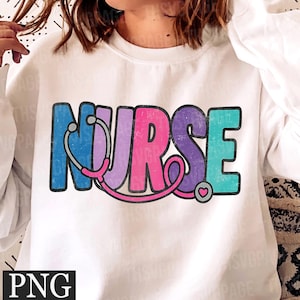 Colorful Nurse Png, Retro Nurse png, Nurse Life png, Healthcare Nurse png, Nursing png, Stethoscope png, Nurse Sublimation, Digital Download