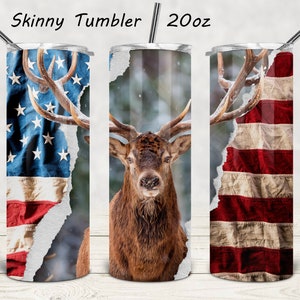20oz Elk and American Flag Tumbler 20oz Elk and American Flag Tumbler