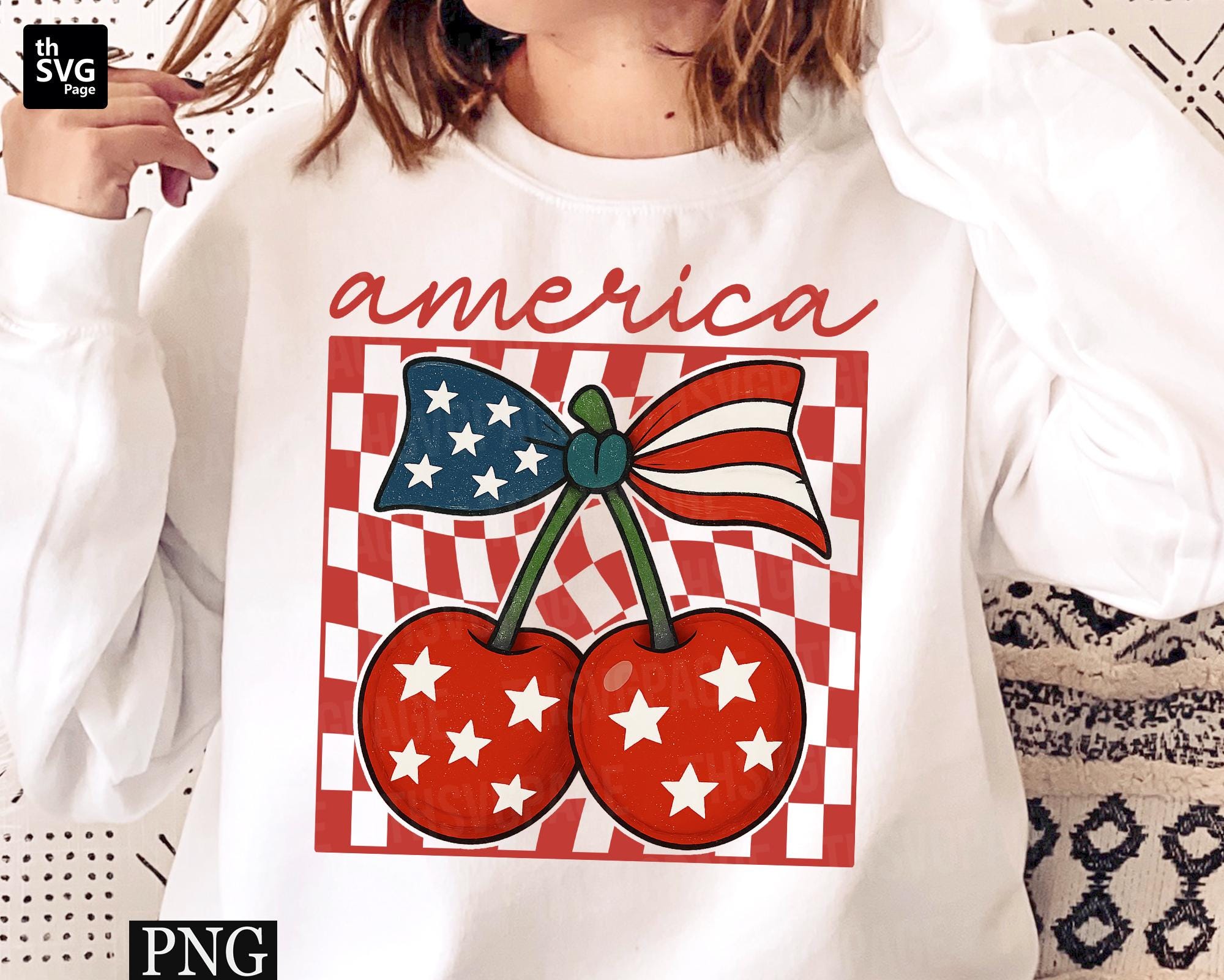 Cherry America Coquette Png, America Checkered Png, 4th of July Png ...