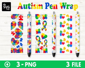 Autism Pen Wraps, Autism Awareness, Autism Pens, Puzzle Pen Wrap, Pen Wrap png, Epoxy pen, Pen Wrap Template, Instant Digital Download