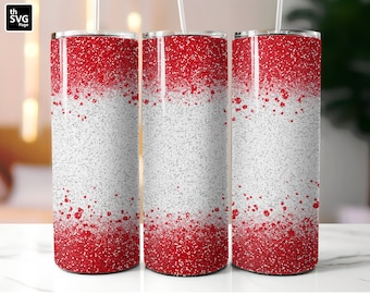 20 oz Skinny Tumbler Red Glitter Wrap, Straight & Tapered Tumbler PNG, Glitter Tumbler Designs, Red Glitter Tumbler, glitter sublimation