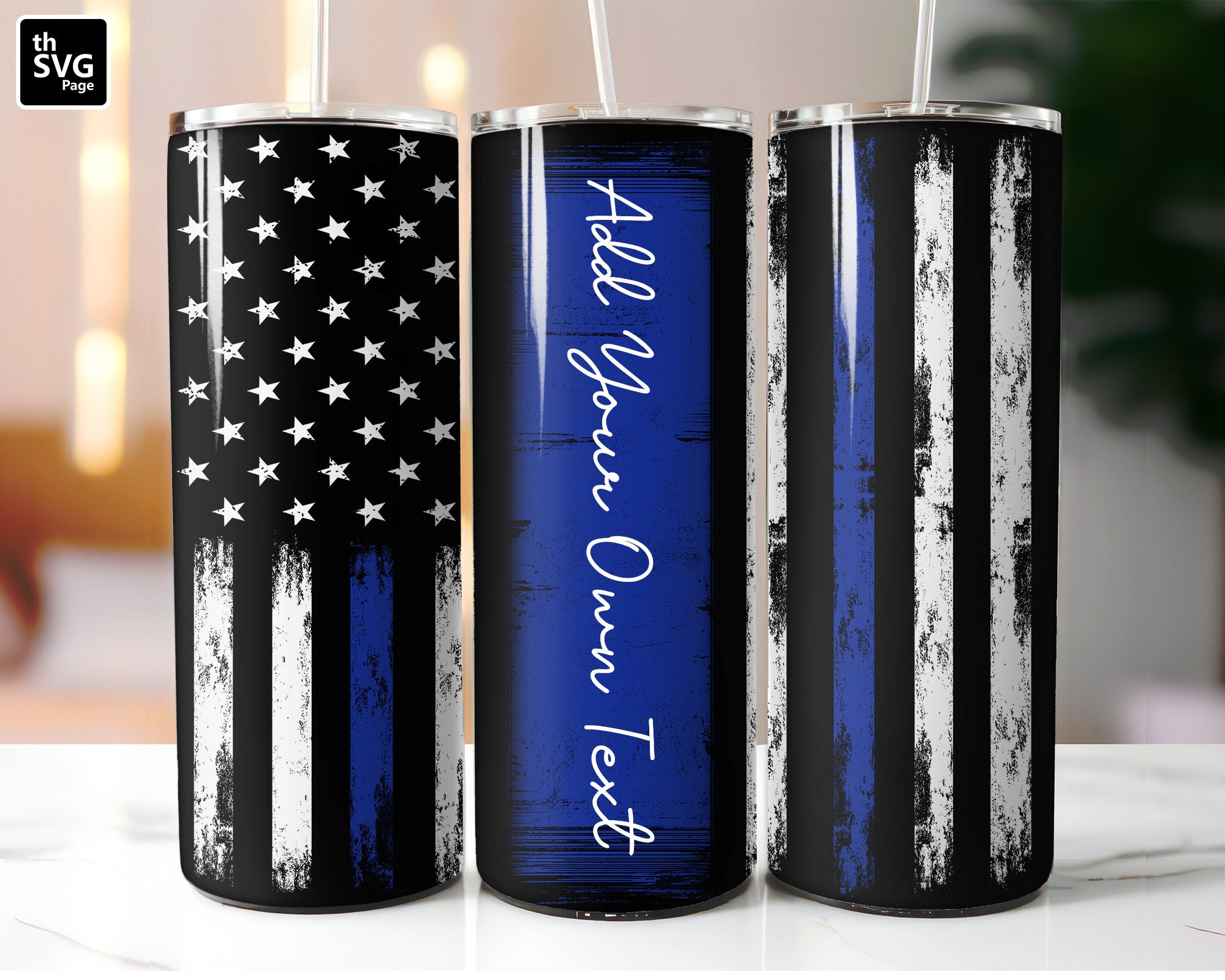 Thin blue line glitter tumbler discount