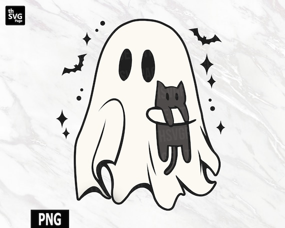 Cute Ghost PNG, Black Cat png, Spooky Season png, Halloween png, Cute Halloween Ghosts, Trending png, Halloween Cat, Halloween Sublimation