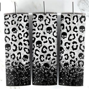 Leopard Skull Tumbler Wrap, Seamless Tumbler, Glitter Tumbler Wrap, 20 oz Skinny Tumbler, Tumbler Wrap, Tumbler Designs, Tumbler Template