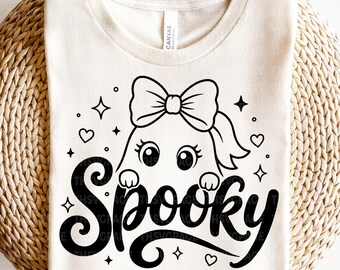 Spooky SVG PNG | Cute Ghost SVG | Coquette Ghost svg | Halloween svg | Kids Halloween svg | Halloween Shirt svg | Halloween Designs