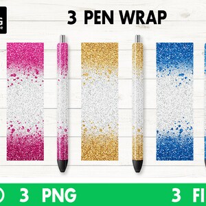 Glitter Pen Wraps, Pen Wrap png, Glitter Pen, Pen Wrap, Pettern Pen wrap, Pen DIY