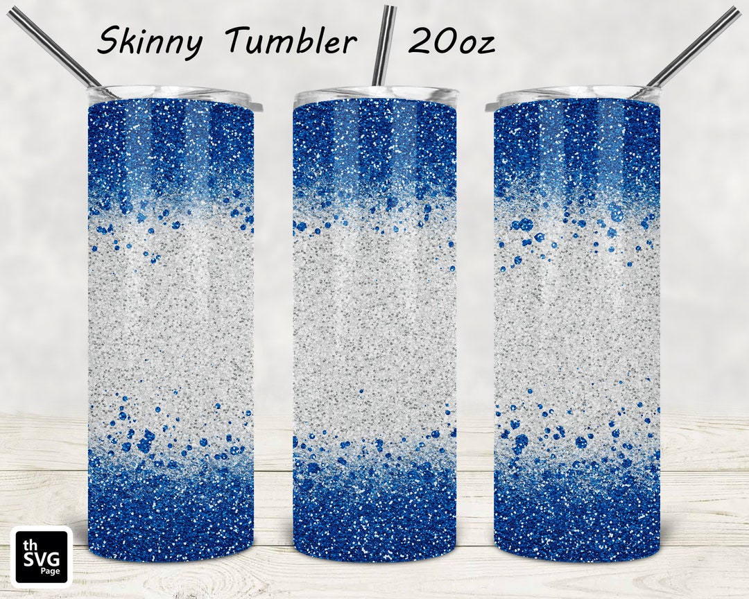 20 Oz Skinny Tumbler Blue Glitter Wrap Straight & Tapered Etsy