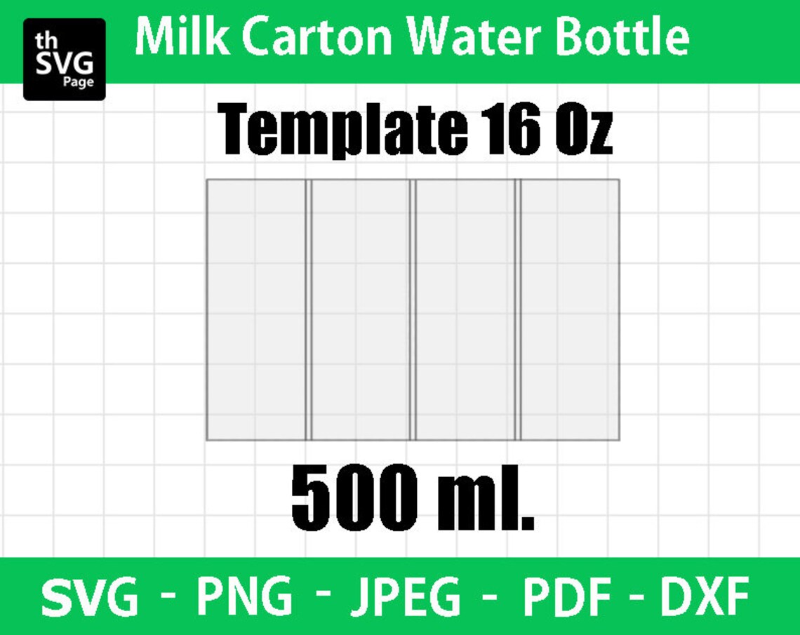 Milk Carton Bottle 500 Ml Acrylic Water Bottle Template 16 Oz - Etsy