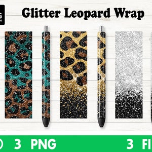 Glitter Leopard Pen Wrap, Glitter Leopard, Pen Wrap png, Leopard Pen Wrap, Epoxy pen, Instant Digital Download