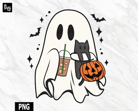 Cute Ghost Coffee PNG, Spooky Season png, Ghost Pumpkin png, Halloween png, Cute Halloween Ghost, Trending png, Halloween Sublimation