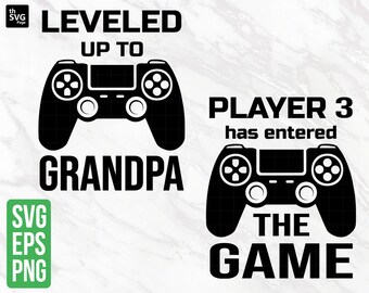 Grandpa Leveled Up SVG, Game Controller, Matching Shirt svg, Gaming svg, New Dad svg png, Level Up svg, Level Unlocked svg