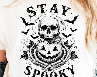 Stay Spooky SVG PNG, Spooky Season SVG, Skull Pumpkin svg, Vintage Skeleton Hands, Halloween Designs, Instant Download