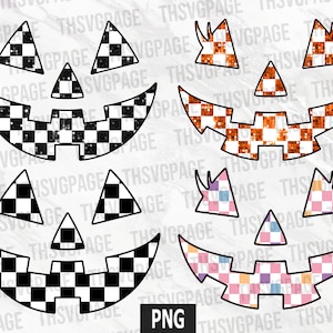 Pumpkin Face Halloween PNG, Checkered Pumpkin, Pumpkin Face png, Spooky Season, Pumpkin Face Bundle, Fall png, Sublimation Designs