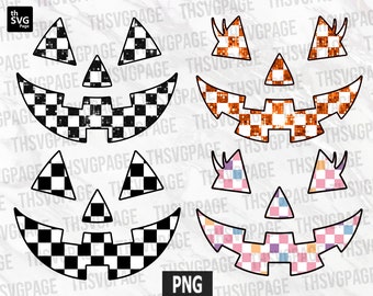 Pumpkin Face Halloween png, geruite pompoen, pompoengezicht png, spookachtig seizoen, pompoengezichtbundel, herfst png, sublimatieontwerpen