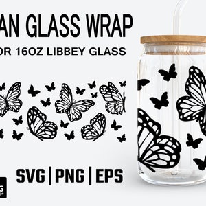 Butterfly Can Glass Libbey 16oz can glass svg, butterfly svg, Beer can glass svg, Can Glass Wrap, Can Glass svg