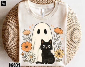Söt spöke png, Retro Halloween png, Halloween svart katt png, Blommig Halloween png, Spöklik säsong png, Bougie spöke, Trendiga Halloweens png