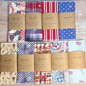 Toalhas de papel reutilizáveis sem papel - American Red White & Blue #1