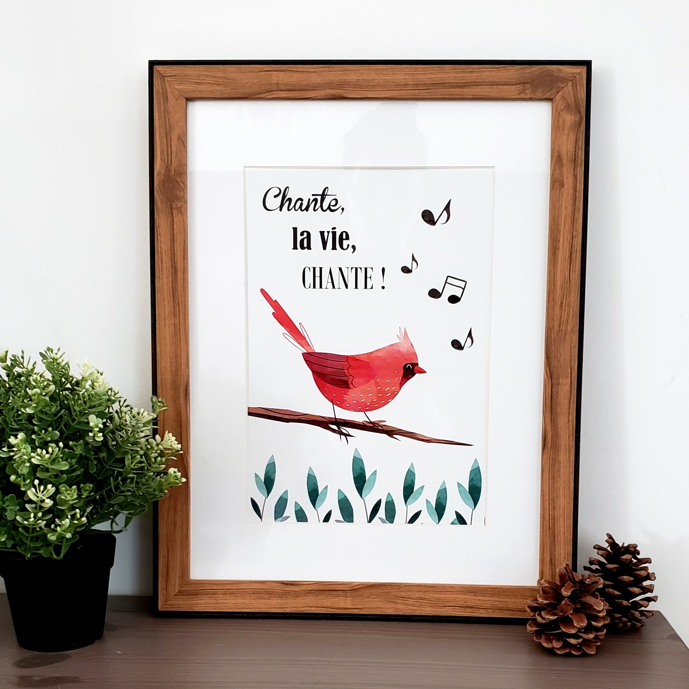 Affiche Chante La Vie Format A4 avec Un Oiseau sur Une Branche