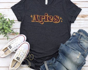 Aries Shirt, Horoscope Shirt, Astrology T-Shirt, Zodiac Tee, Zodiac Signs Shirt, Aries Gift, Aries Birthday Present, Retro Astrology Shirt