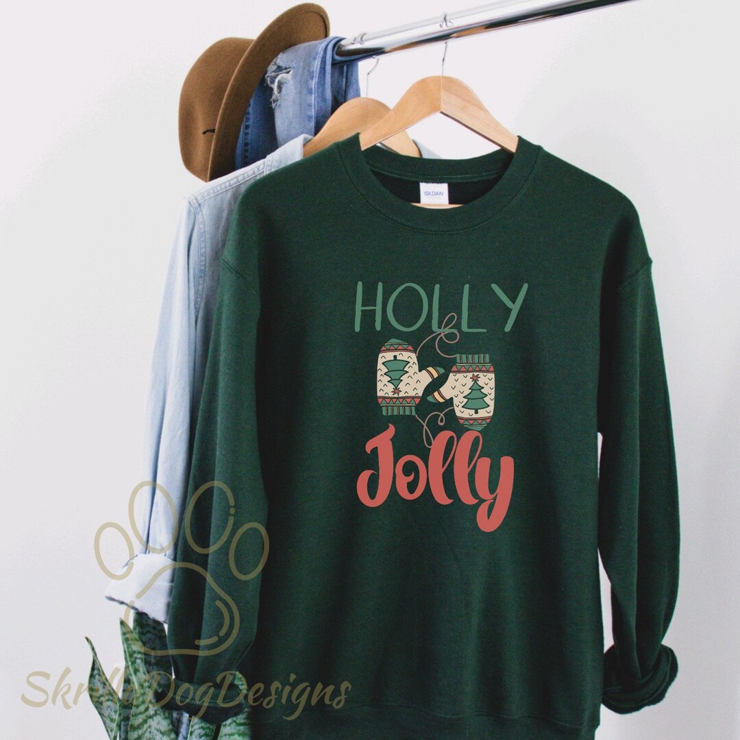 Holly Jolly Sweatshirt, Cute Christmas Sweater, Holiday Sweater ...