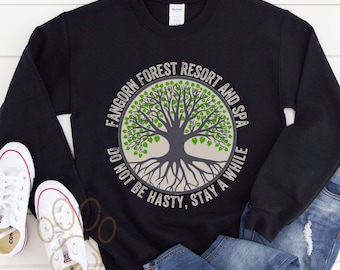Fangorn Forest Resort And Spa Sweatshirt, Funny Fantasy Shirt, Nerd Shirt, Fantasy Novel, The Trilogy Shirt, Ringer Shirt, Bibliophile Gift