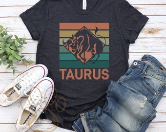 Taurus Horoscope Shirt, Astrology T-Shirt, Zodiac Tee, Zodiac Signs Shirt, Taurus Gift, Taurus Birthday Present, Retro Astrology Shirt