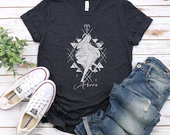 Aries Horoscope Shirt, Astrology T-Shirt, Zodiac Tee, Zodiac Signs Shirt, Aries Gift, Aries Birthday Present, Women's Astrology Shirt