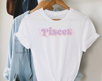 Pisces Horoscope Shirt, Astrology T-Shirt, Zodiac Tee, Zodiac Signs Shirt, Pisces Gift, Pisces Birthday Present, Retro Astrology Shirt