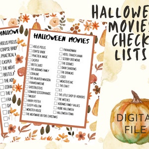 HALLOWEEN MOVIE CHALLENGE - 14 day checklist - 31 movies - October challenge - digital - fall activity