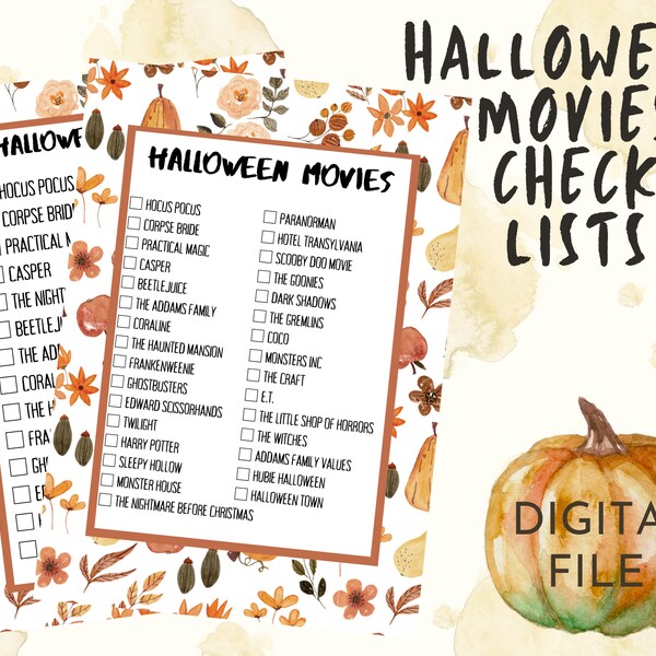 HALLOWEEN MOVIE CHALLENGE - Liste de contrôle de 14 jours - 31 films - Défi d’octobre - numérique - activité automnale