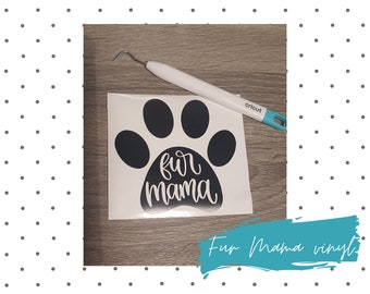Pegatina de vinilo con estampado de pata de Fur Mama - Calcomanía impermeable para coche