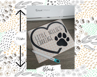 Pegatina personalizada para coche con nombre de mascota: vinilo con forma de corazón y pata de perro